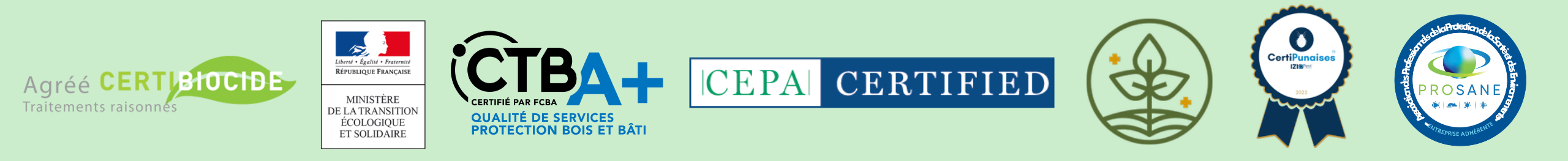 Certifications fond vert